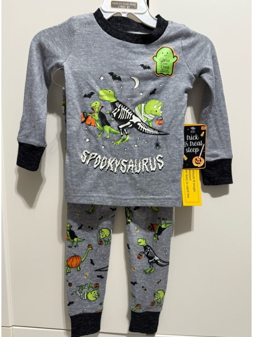 Trick or Treat Sleep 2T NWT Halloween PJs pajamas pants Dinosaur Glow in Dark